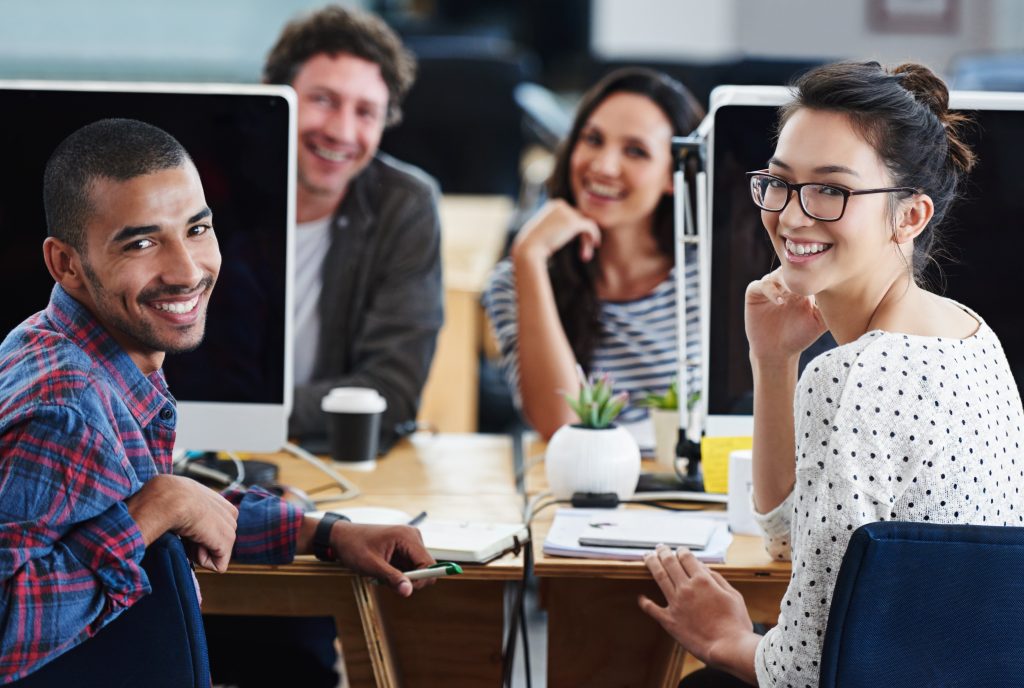 Portrait,,Computer,And,Staff,In,Office,,Workspace,Or,Collaboration,For